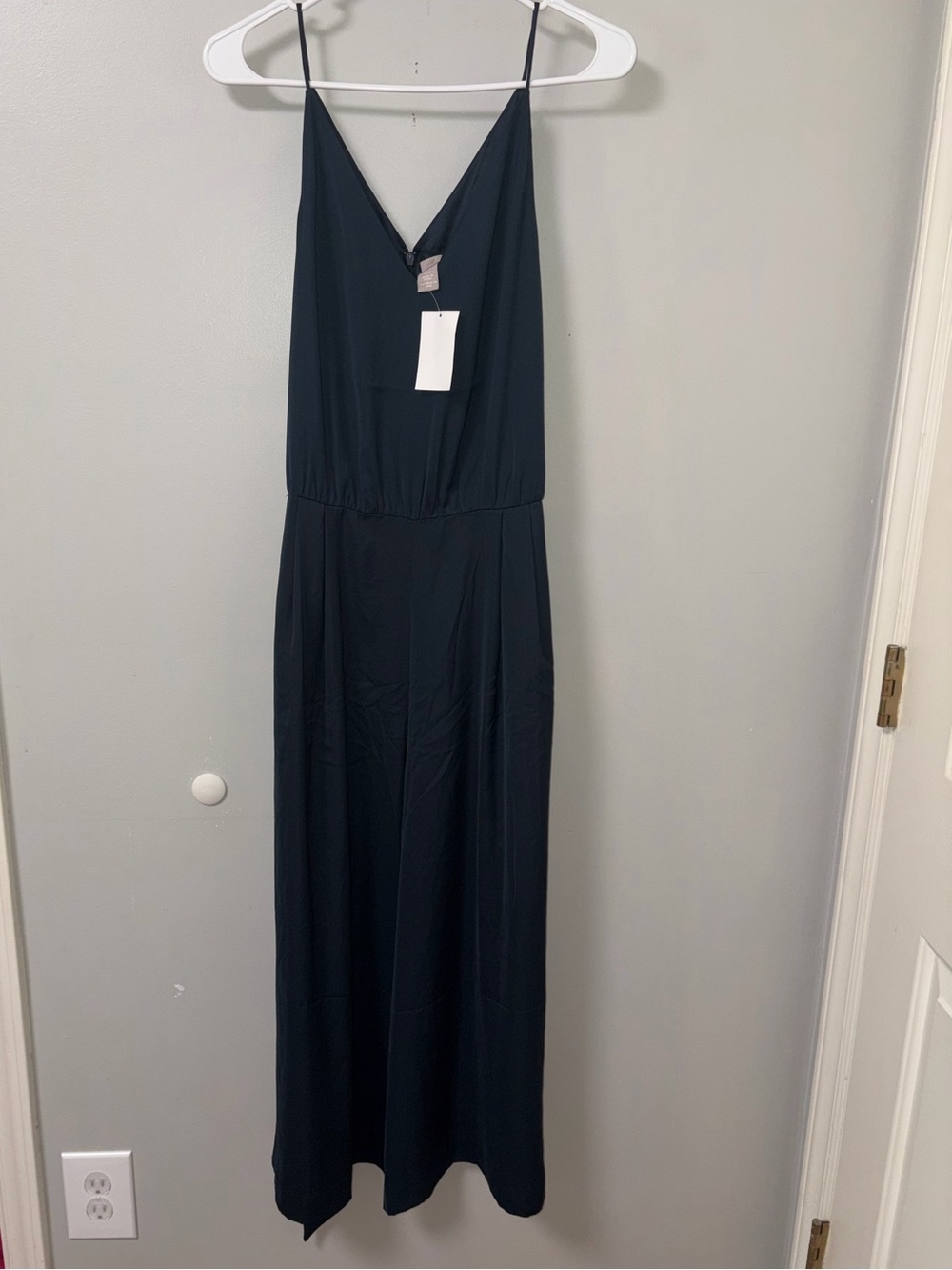 H&M Dark Teal Wide Leg Spaghetti Strap Jumpsuit NWT Size 10 Elegant